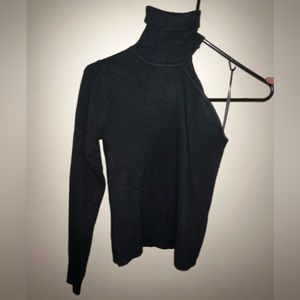 Half Sleeve-less Black Turtleneck Sweater Material - BARDOT - Size Small
